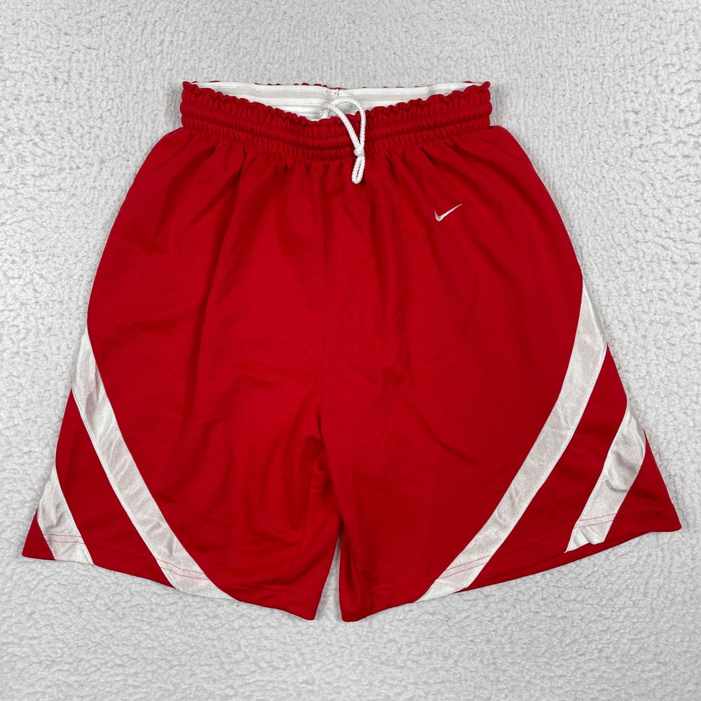 Nike Team Athletic Shorts Mens Medium Red White Striped Y2K Mesh Basketball Gym